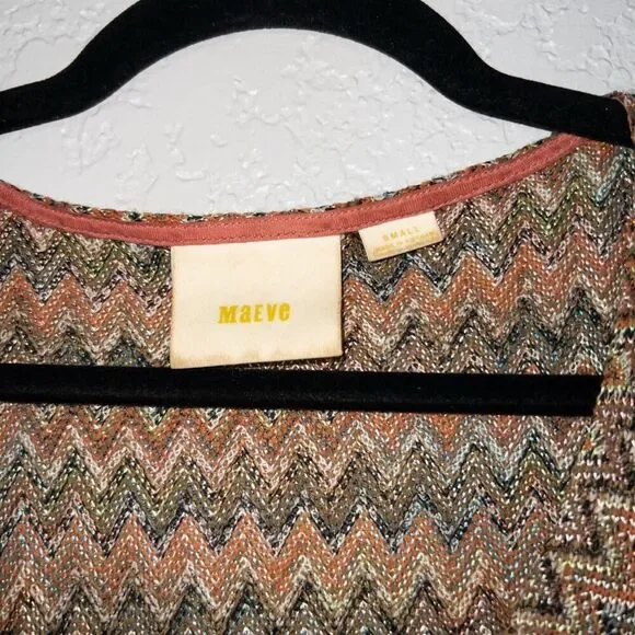 Maeve x Anthropologie Orange Knit Chevron Dress‎ Size Small - Picture 4 of 7